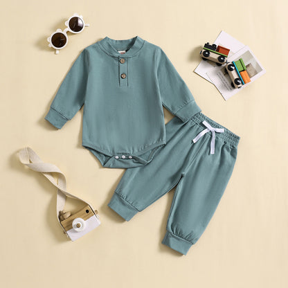 European And American New Children's Jumpsuit Long Sleeve Autumn Wear Romper Two-piece Set